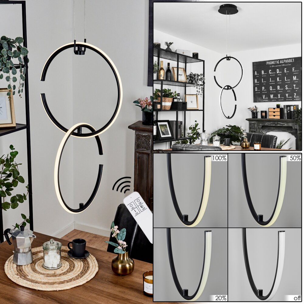 Chlak Hanglamp LED Zwart, 2-lichts, Afstandsbediening main product photo