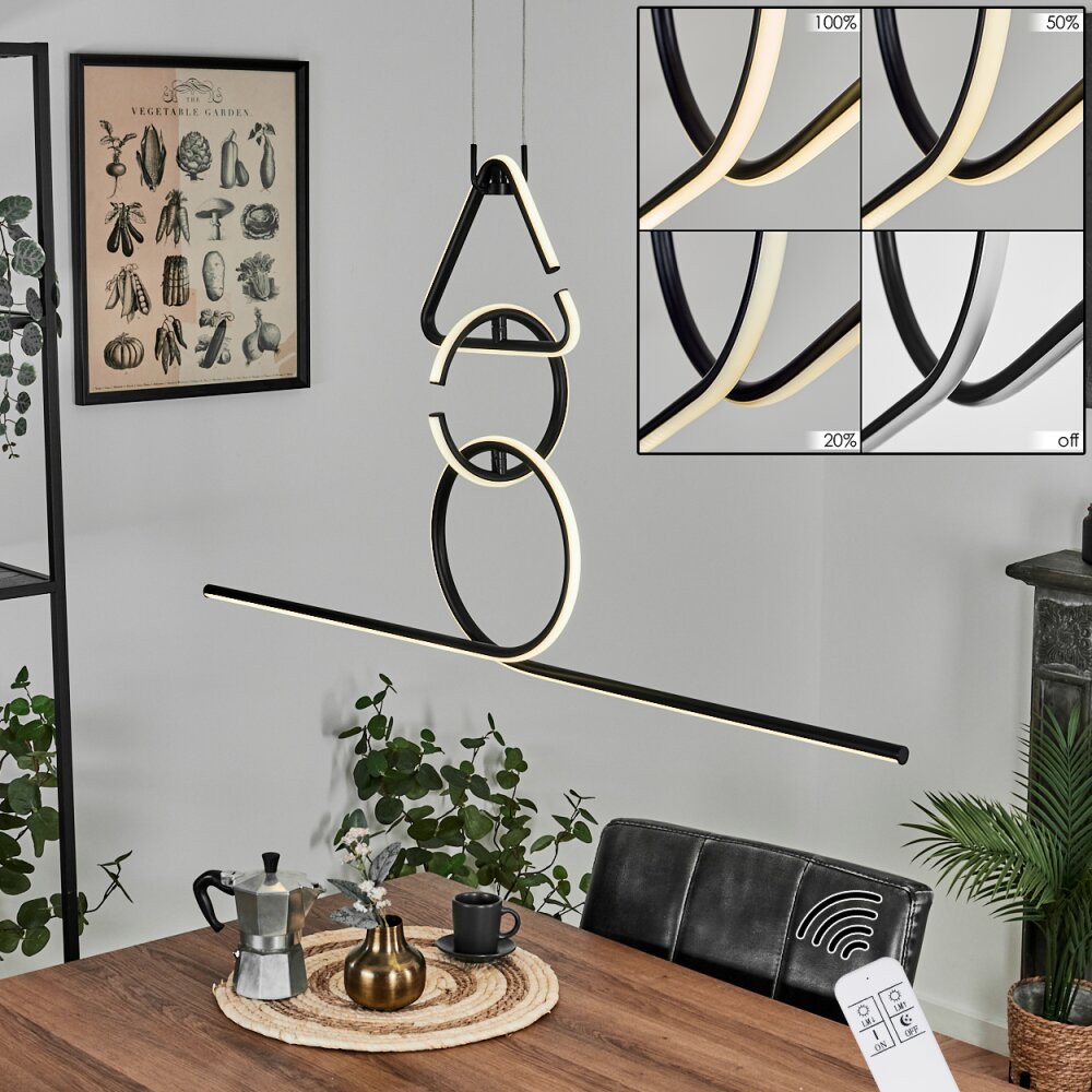 Chlak Hanglamp LED Zwart, 3-lichts, Afstandsbediening main product photo