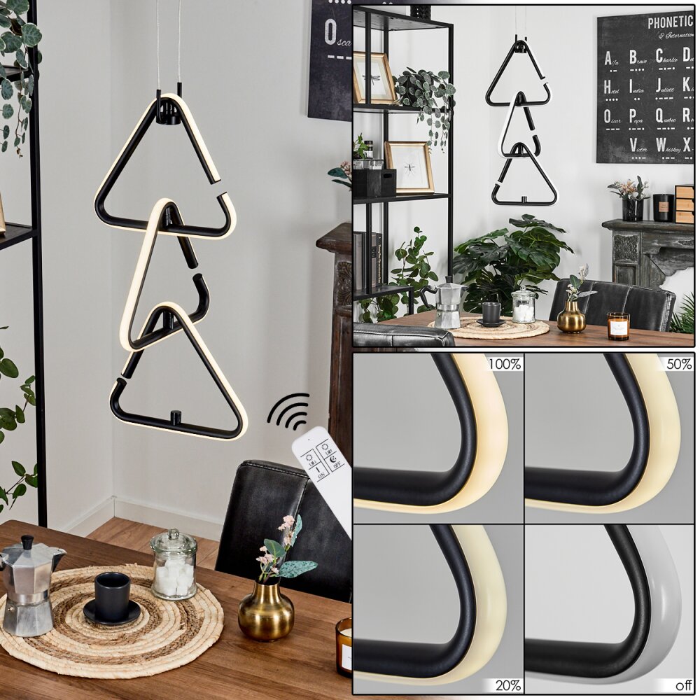 Chlak Hanglamp LED Zwart, 3-lichts, Afstandsbediening main product photo