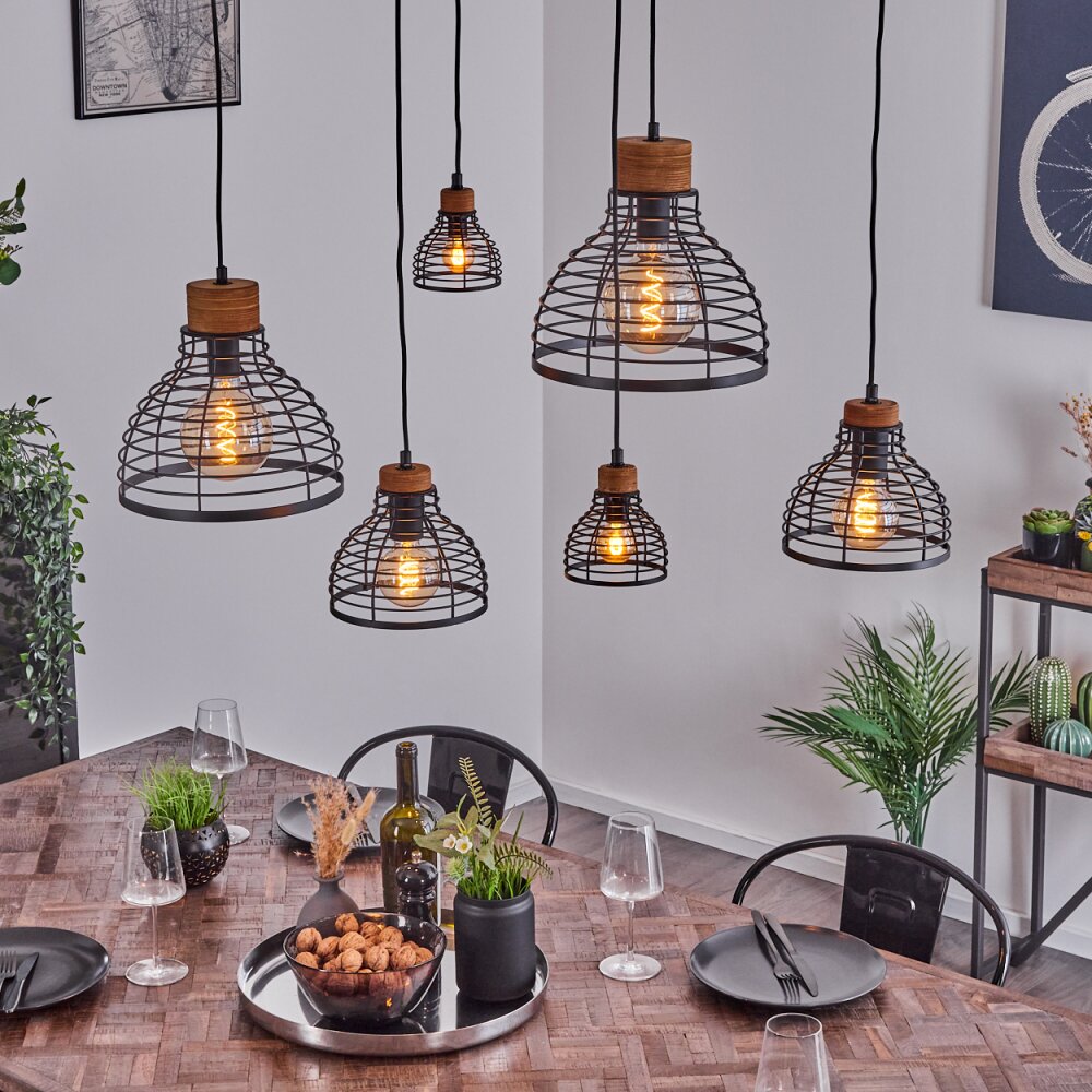 Omba Hanglamp Zwart, 6-lichts