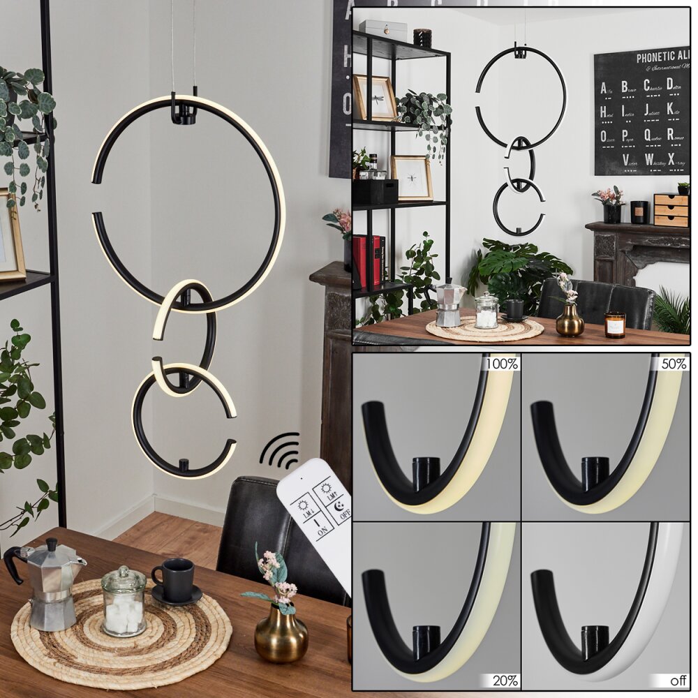 Chlak Hanglamp LED Zwart, 3-lichts, Afstandsbediening main product photo