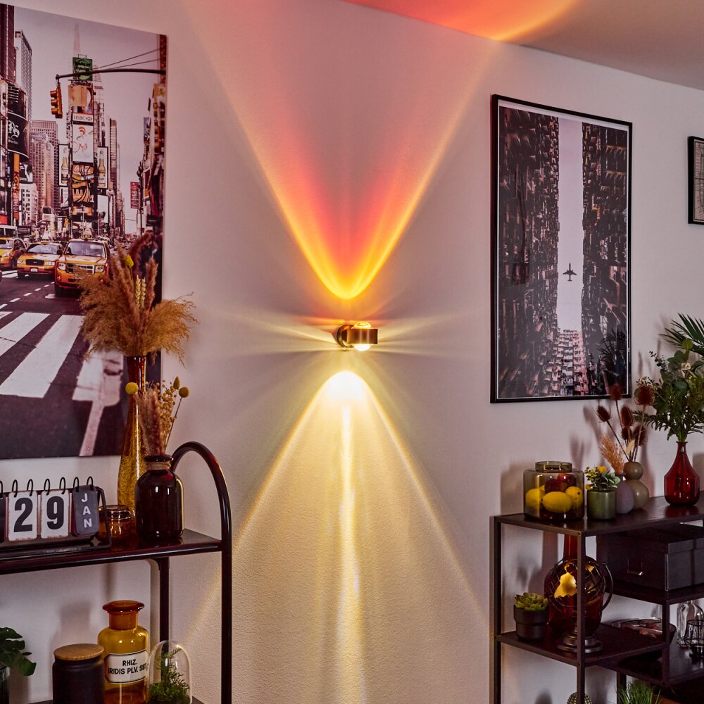 Sapri Muurlamp Koperkleurig, Zwart, 1-licht