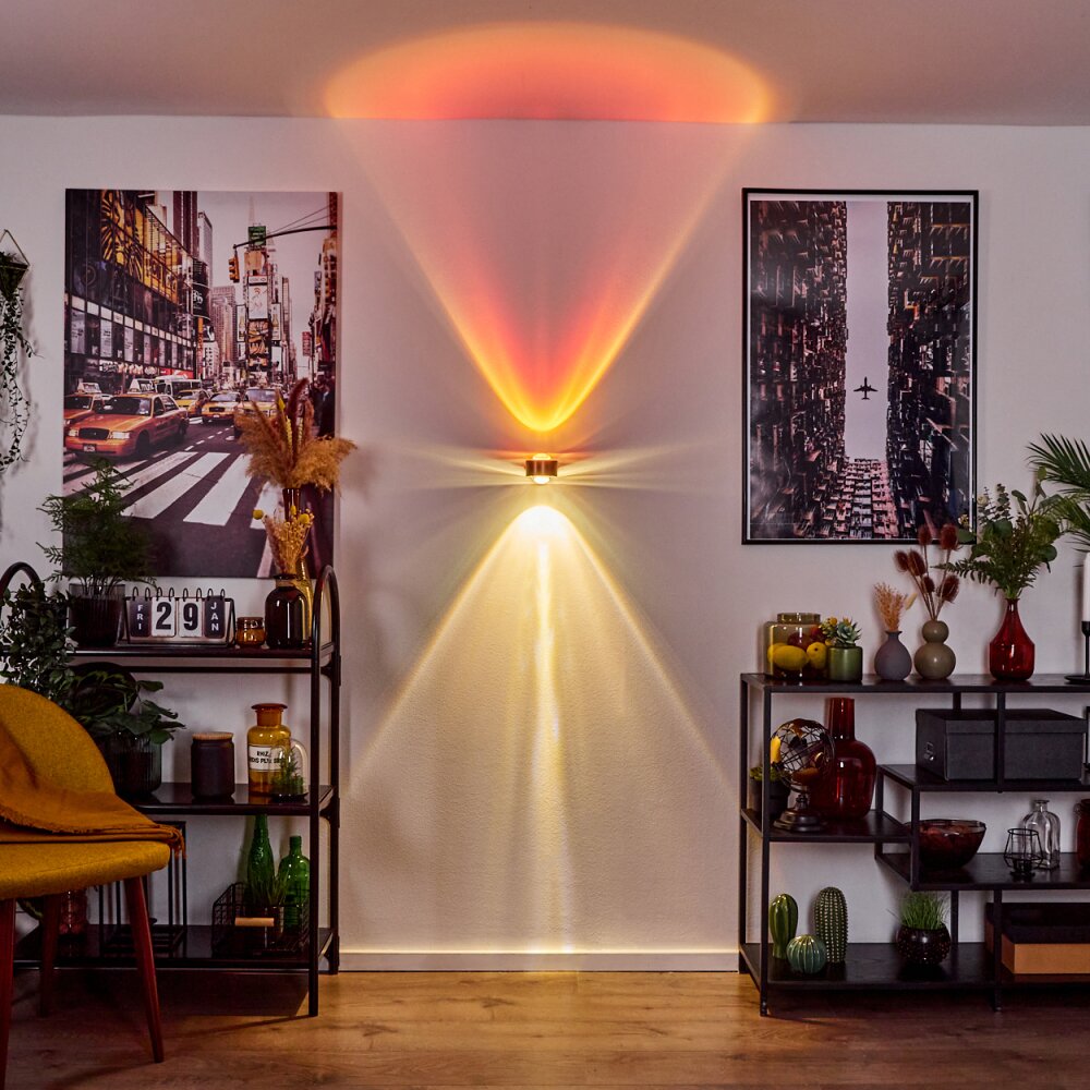 Sapri Muurlamp Koperkleurig, Zwart, 1-licht