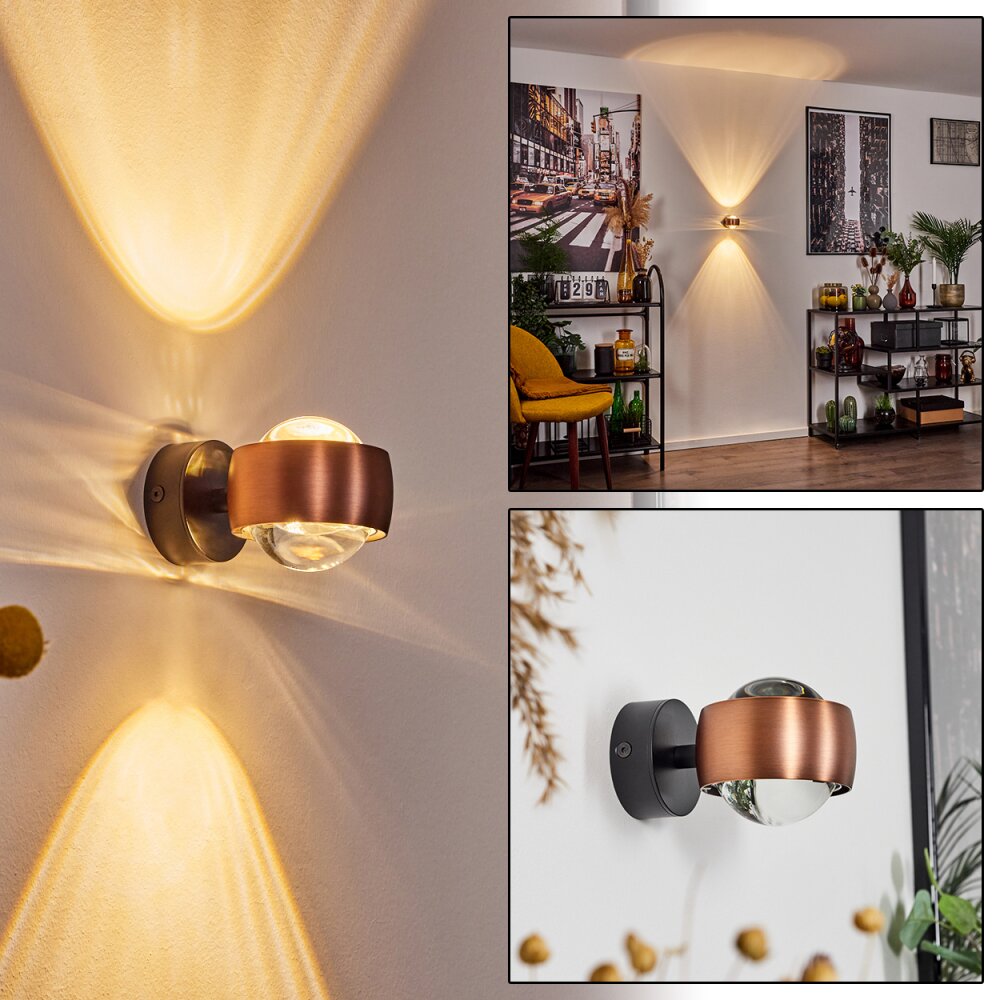Sapri Muurlamp Koperkleurig, Zwart, 1-licht main product photo