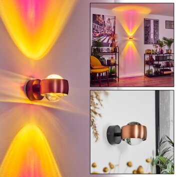 Sapri Muurlamp Koperkleurig, Zwart, 1-licht