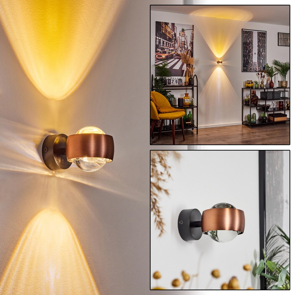 Sapri Muurlamp Koperkleurig, Zwart, 1-licht main product photo