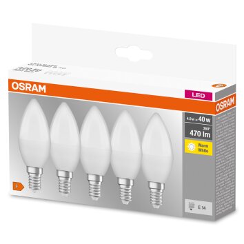 OSRAM CLASSIC B Set van 5 LED E14 4,9 Watt 2700 Kelvin 470 Lumen OSRAM CLASSIC B Set van 5 LED E14 4,9 Watt 2700 Kelvin 470 Lumen
