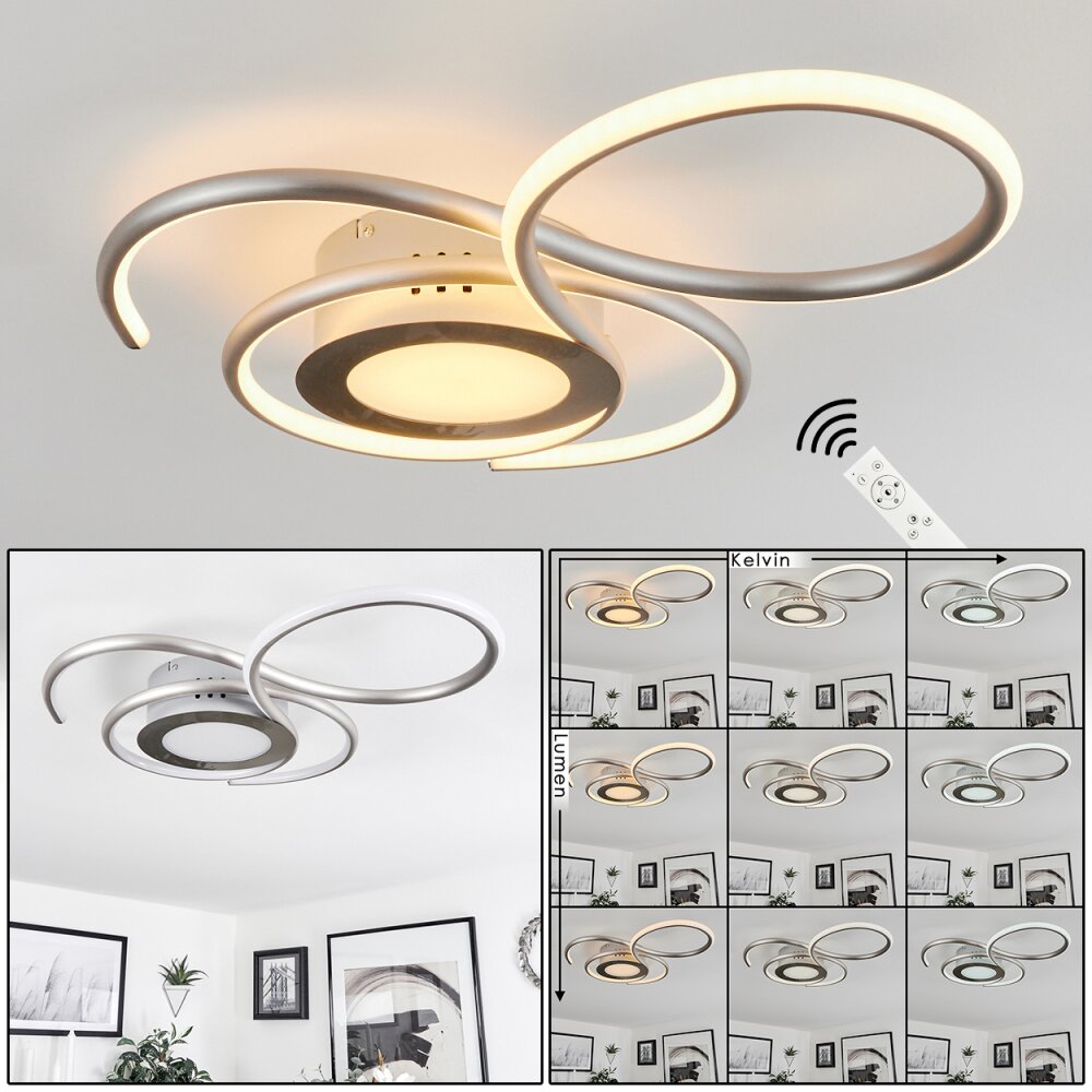Olok Plafondlamp LED Nikkel mat, 1-licht, Afstandsbediening main product photo