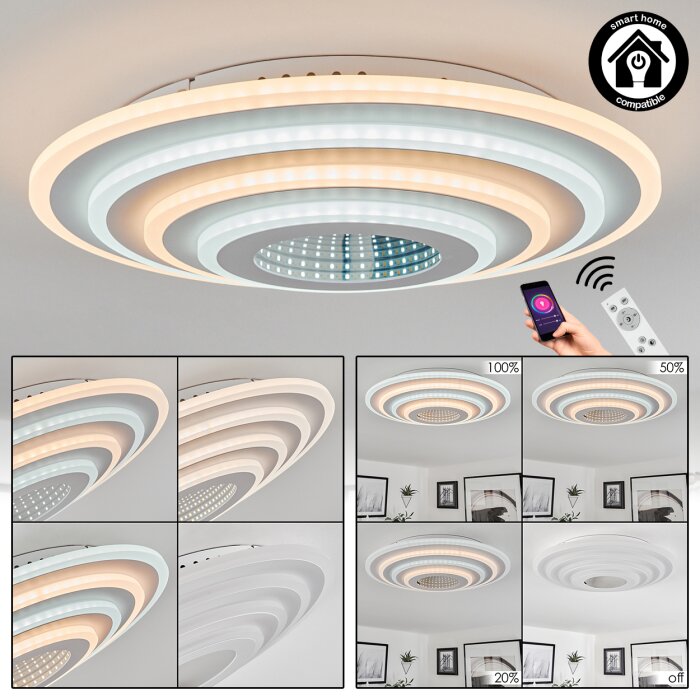 Takok Plafondlamp LED Wit, 1-licht, Afstandsbediening