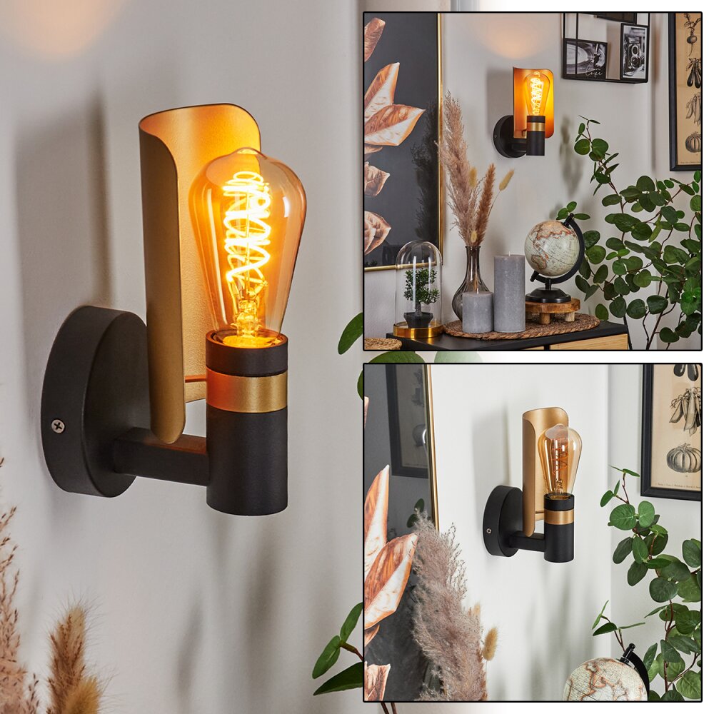 Labansiek Muurlamp Messing, Zwart, 1-licht main product photo