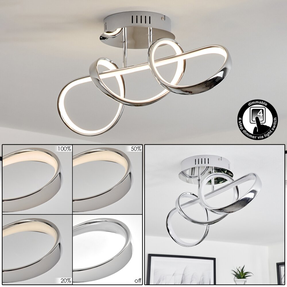 Dauntey Plafondlamp LED Chroom, 1-licht main product photo