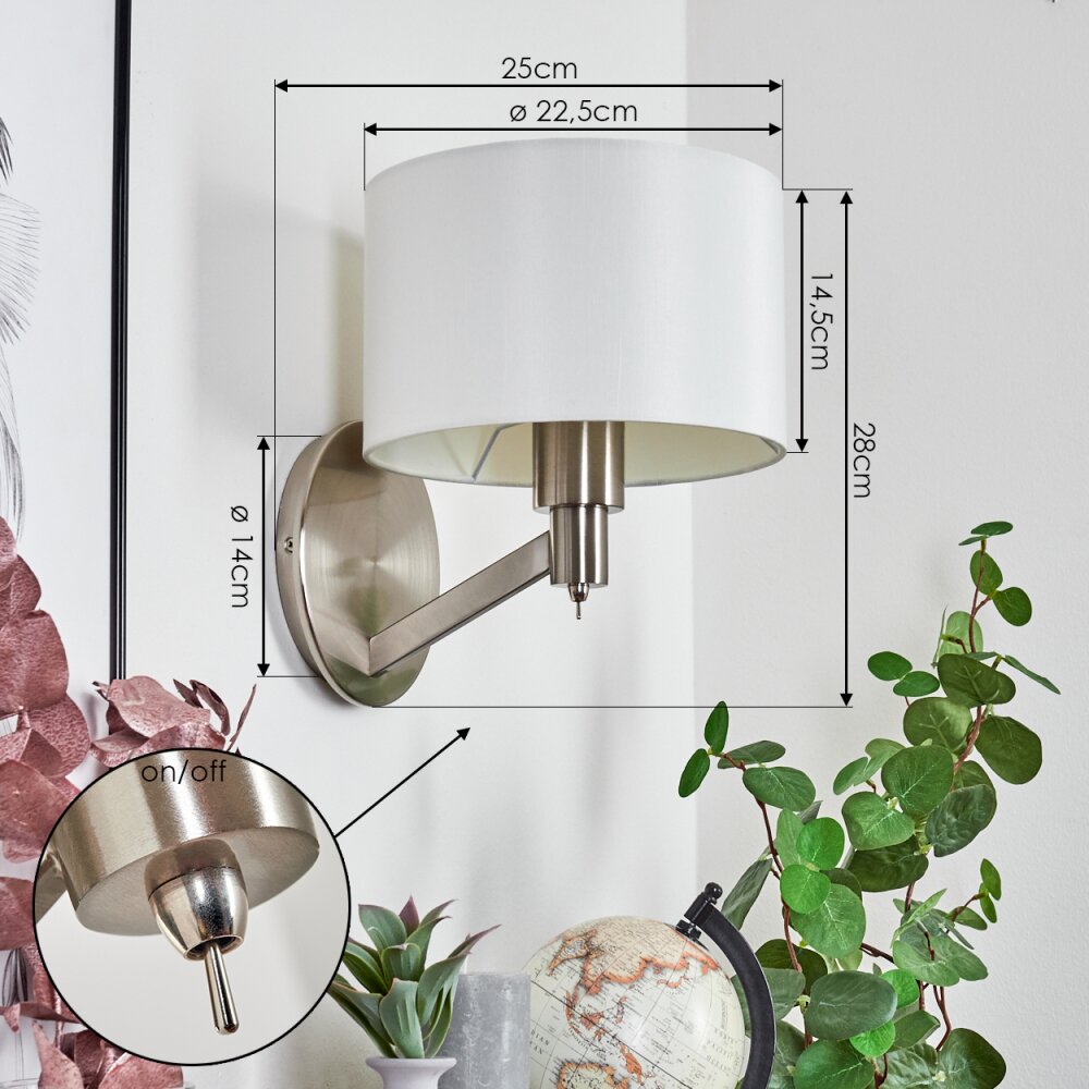 Manhenha Muurlamp Nikkel mat, 1-licht