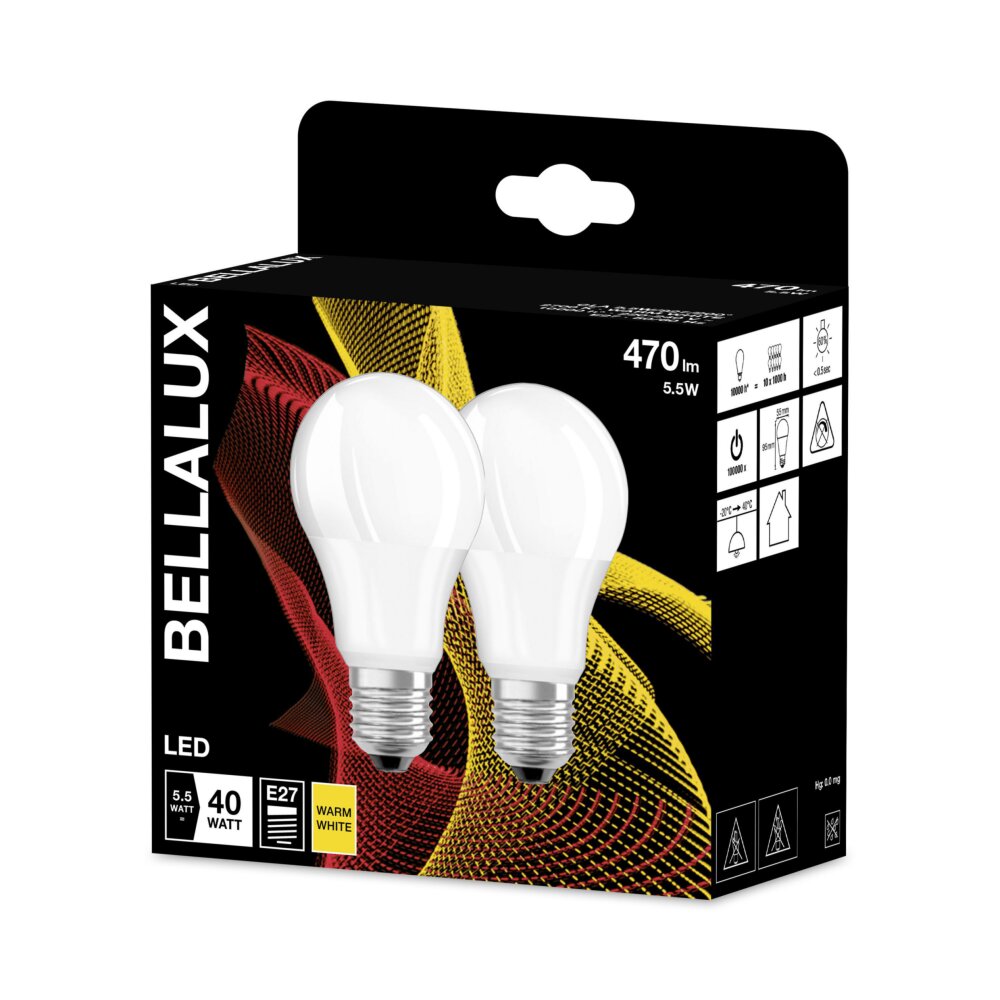 BELLALUX Set van 2 LED E27 4,9 Watt 2700 Kelvin 470 Lumen main product photo