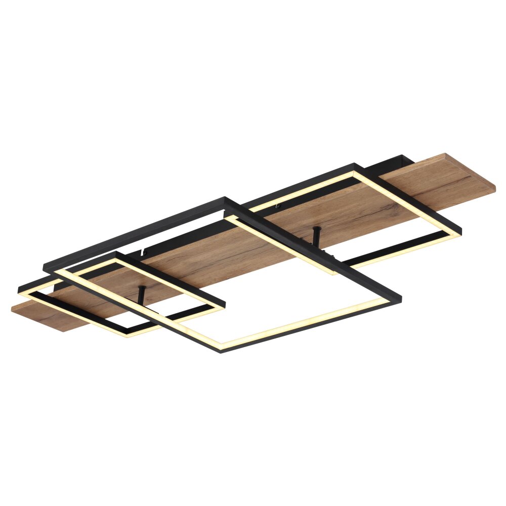 Globo VANNI Plafondlamp LED houtlook, Zwart, 1-licht main product photo