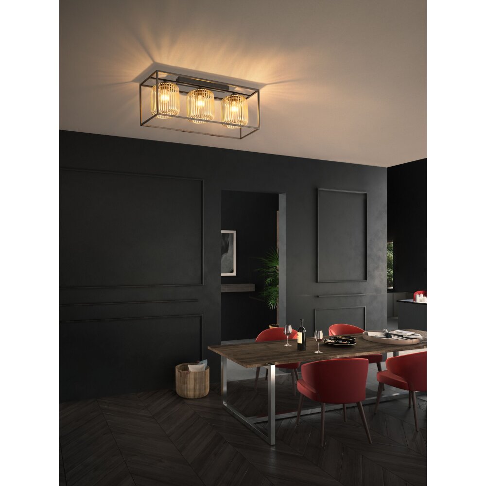 Fischer & Honsel Caydo Plafondlamp Zwart, 3-lichts main product photo