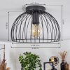 Gourel Plafondlamp Zwart, 1-licht