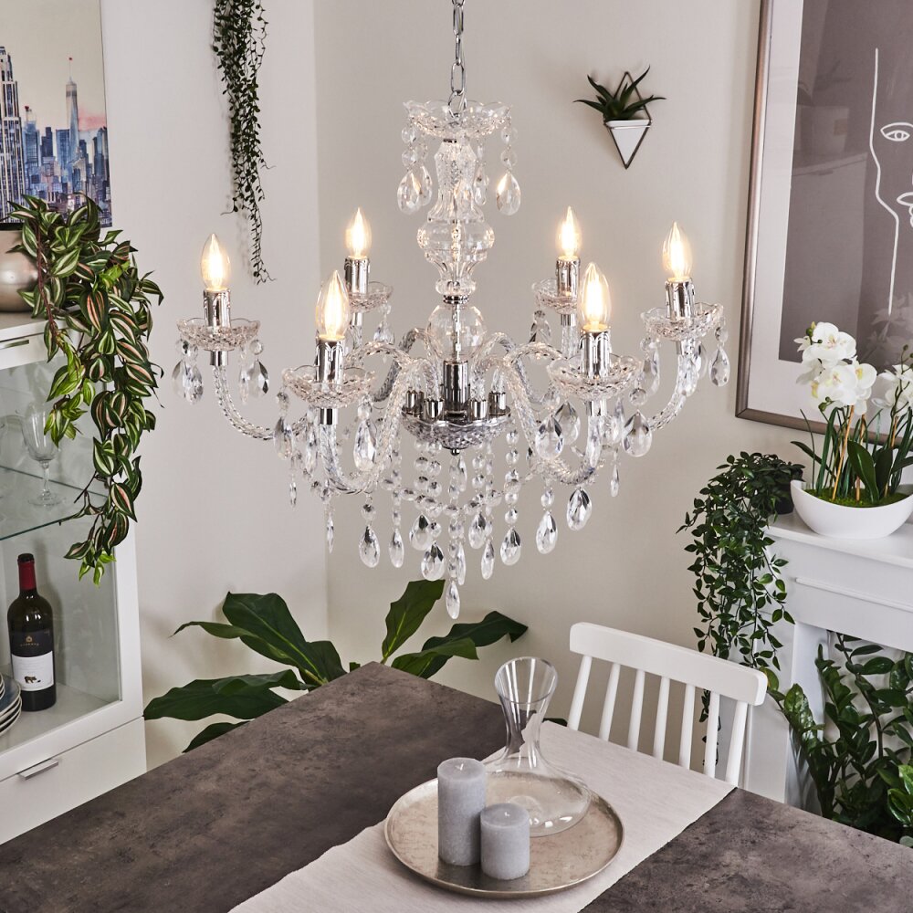 Malmback kroonluchter Chroom, Transparant, Helder, 6-lichts main product photo