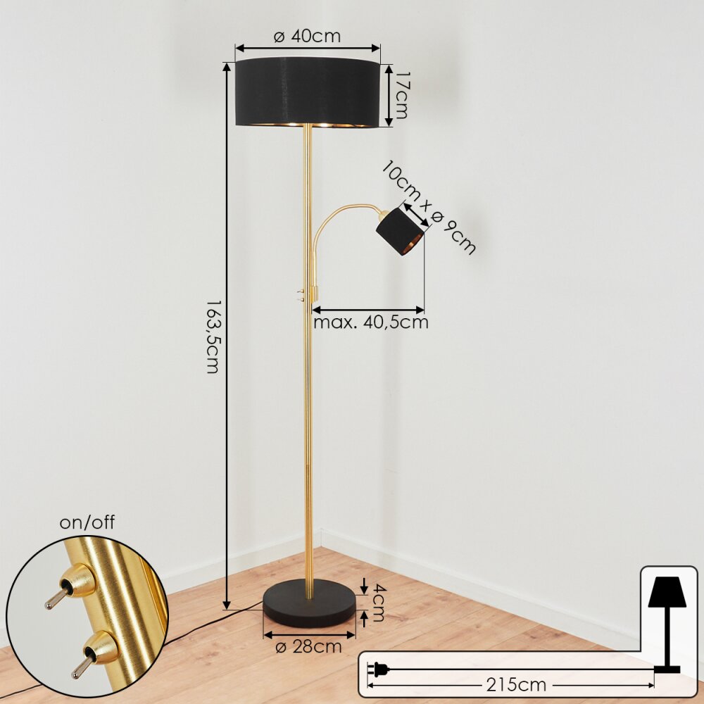 Murteirinha Staande lamp Messing, Zwart, 2-lichts