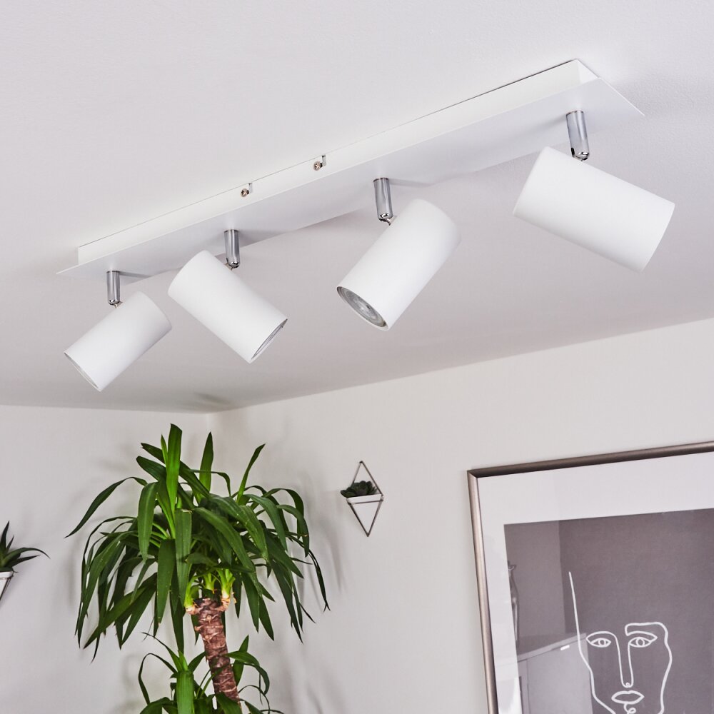 Javel Plafondlamp Chroom, Wit, 4-lichts