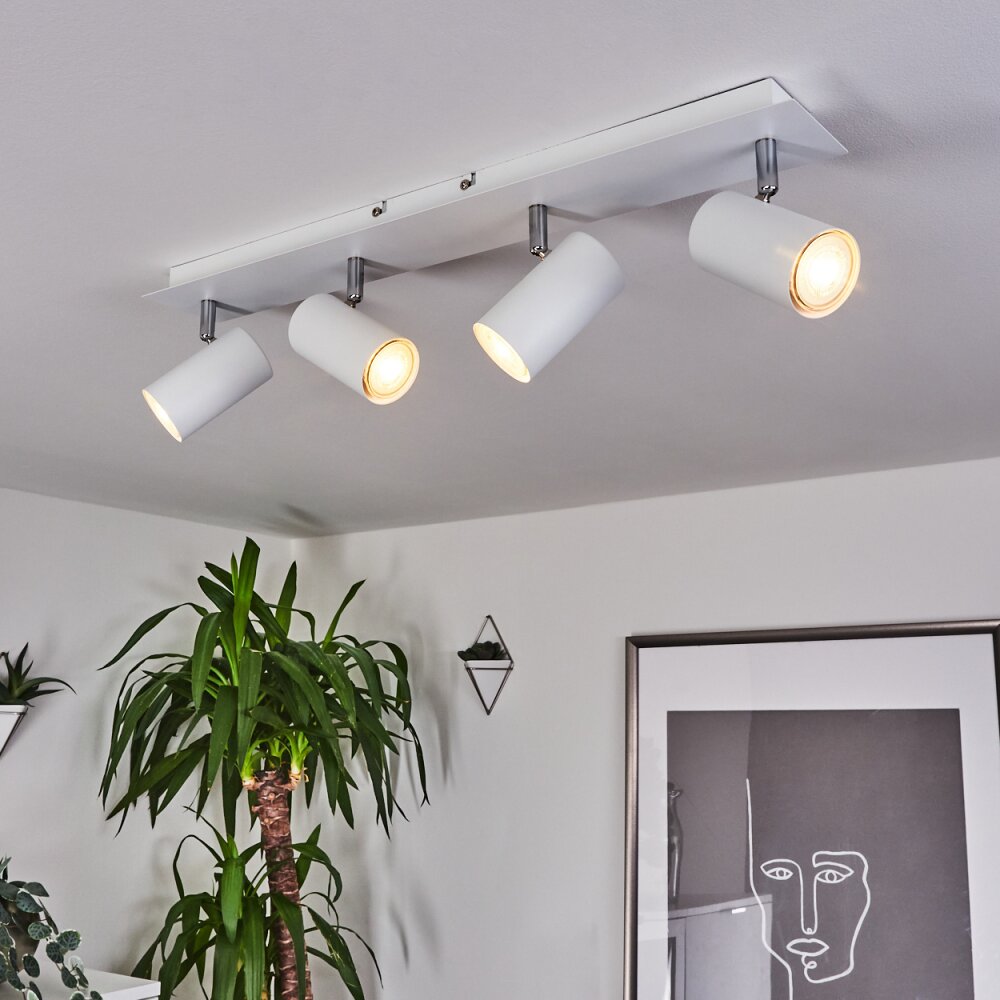 Javel Plafondlamp Chroom, Wit, 4-lichts