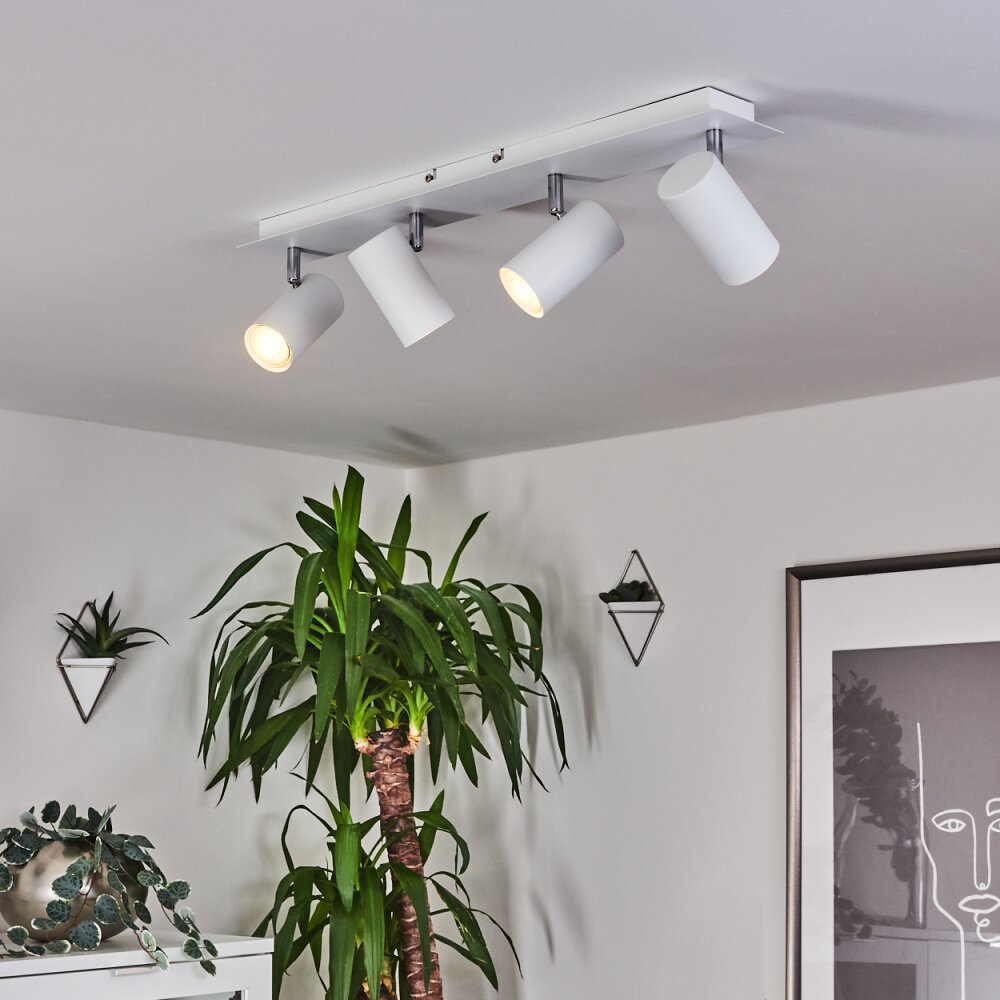 Javel Plafondlamp Chroom, Wit, 4-lichts