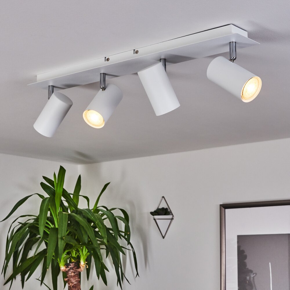 Javel Plafondlamp Chroom, Wit, 4-lichts