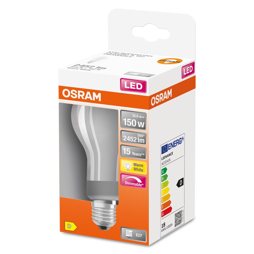 OSRAM LED SUPERSTAR E27 18 watt 2700 kelvin 2452 lumen main product photo