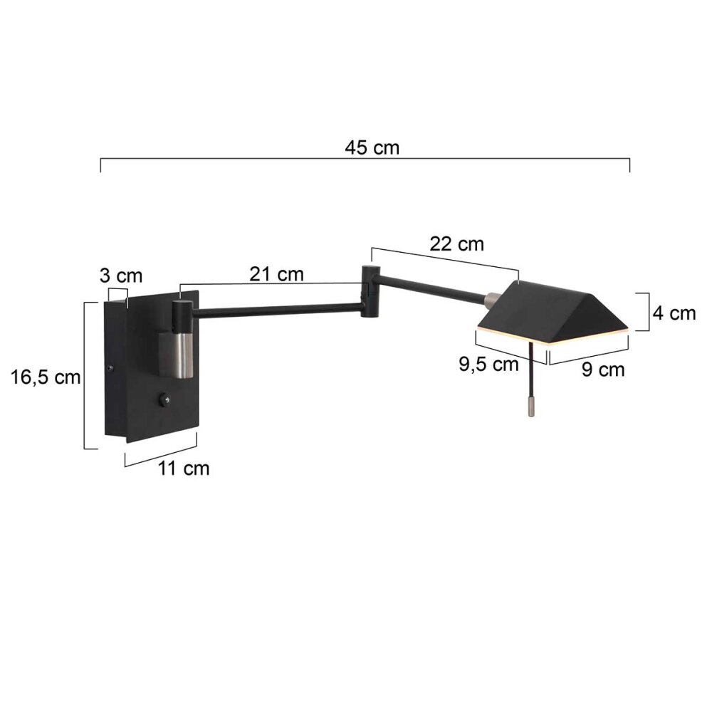 Steinhauer Retina Muurlamp LED Zwart, 1-licht