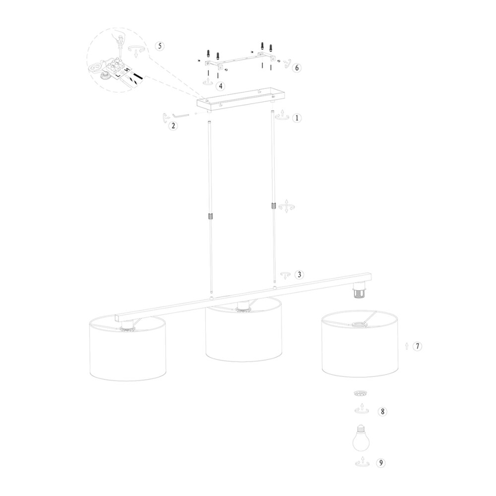 Steinhauer Stang Hanglamp Zwart, 3-lichts