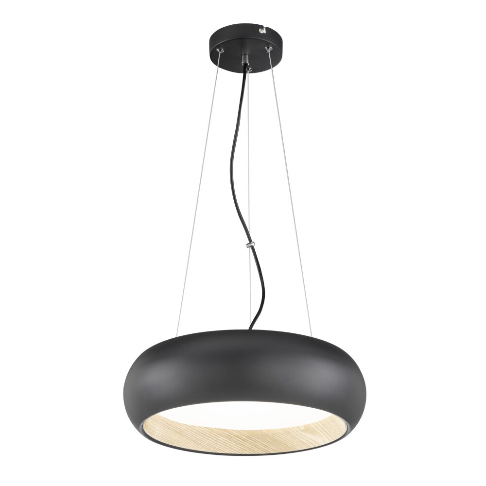 SCHÖNER WOHNEN-Kollektion Wood Hanglamp LED houtlook, Zwart, 1-licht main product photo