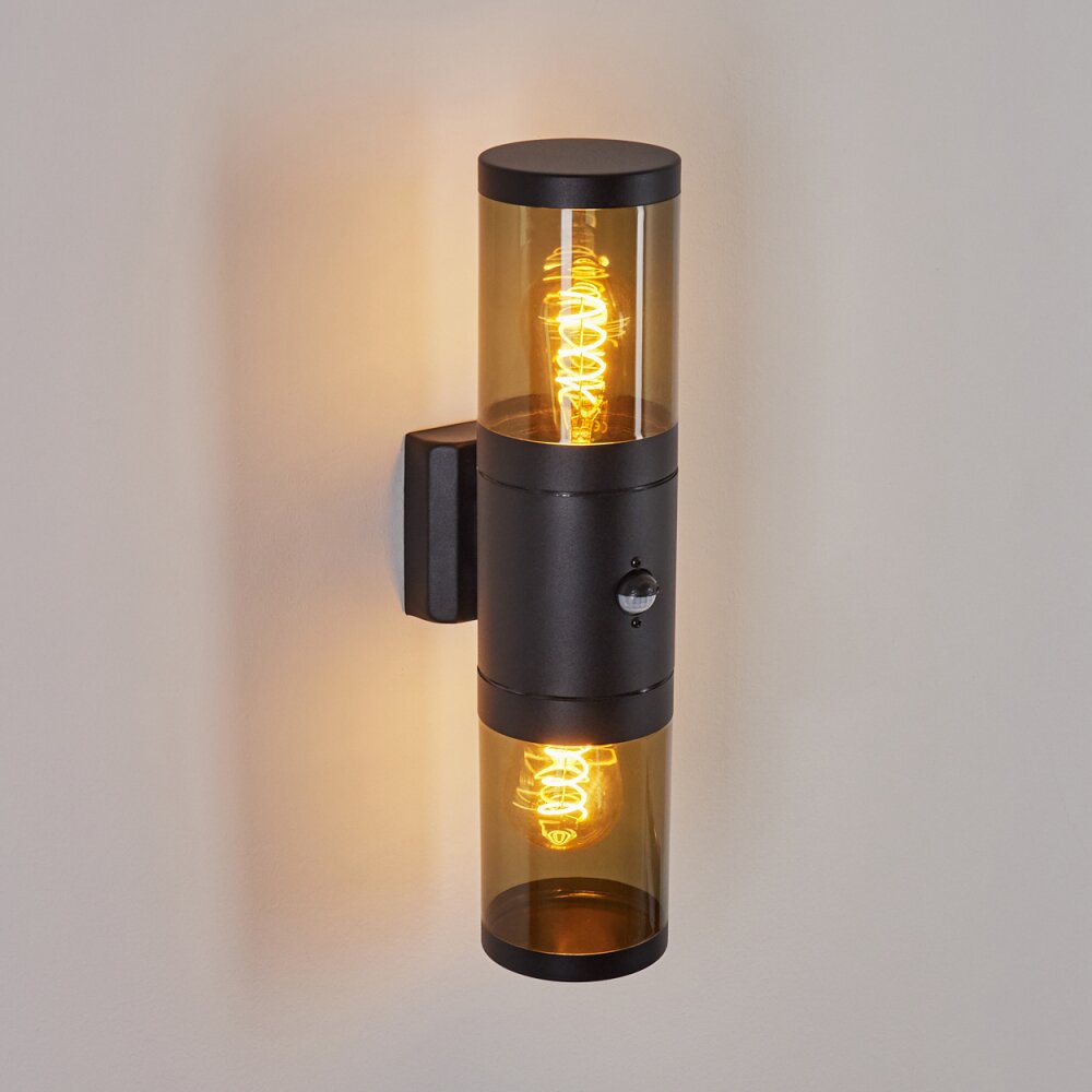 Tolsona Buiten muurverlichting Zwart, 2-lichts, Bewegingsmelder