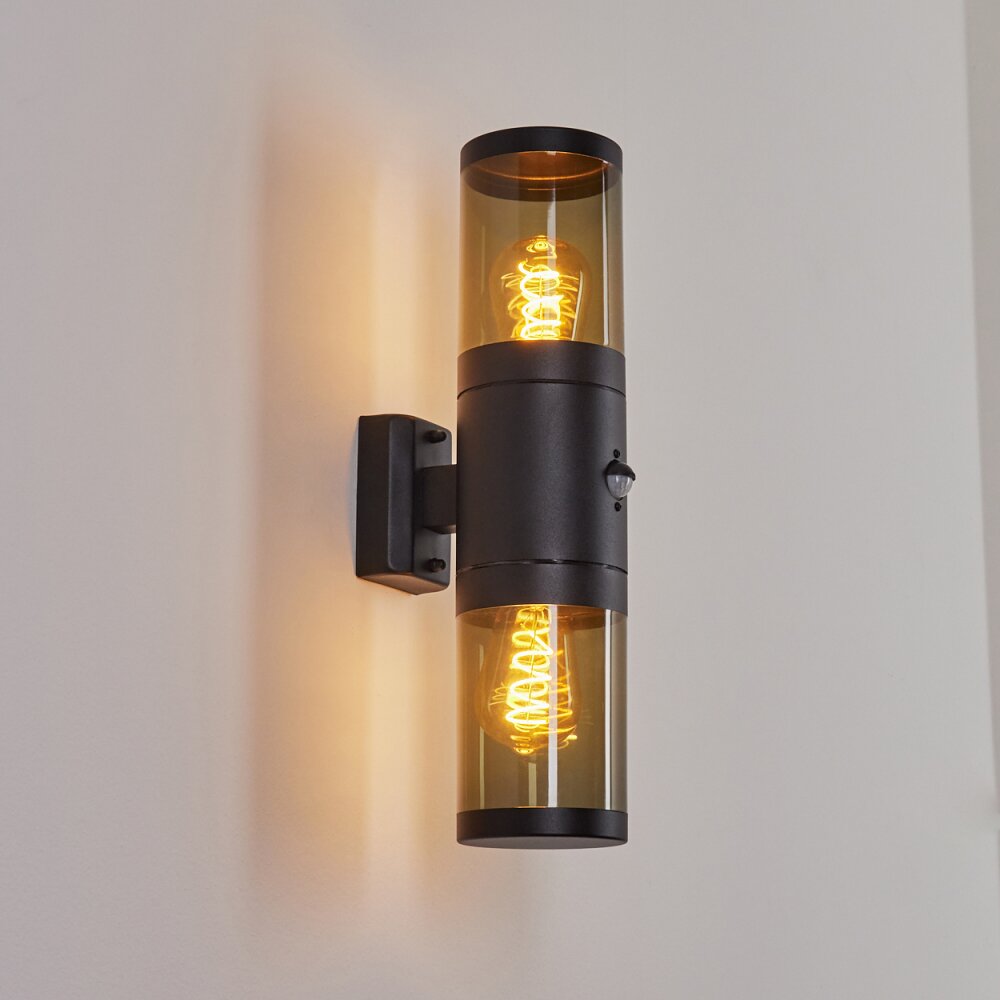 Tolsona Buiten muurverlichting Zwart, 2-lichts, Bewegingsmelder