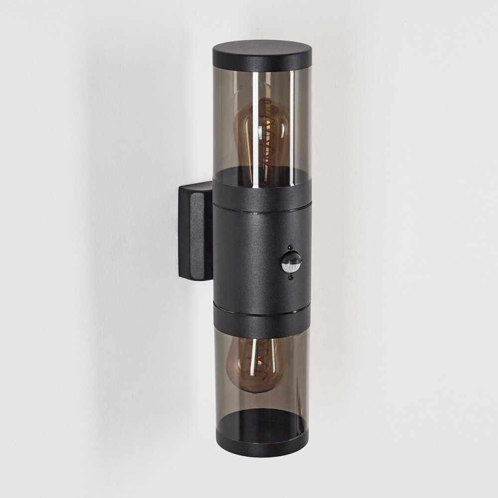 Tolsona Buiten muurverlichting Zwart, 2-lichts, Bewegingsmelder