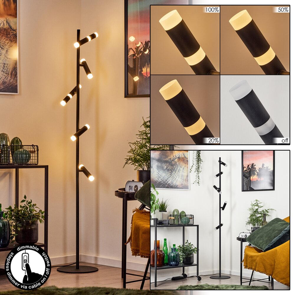 Pousseline Staande lamp LED Zwart, 5-lichts main product photo