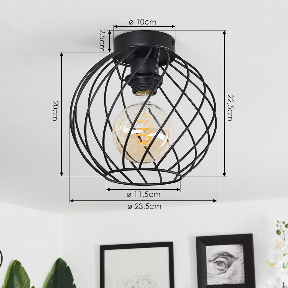 Miton Plafondlamp Zwart, 1-licht