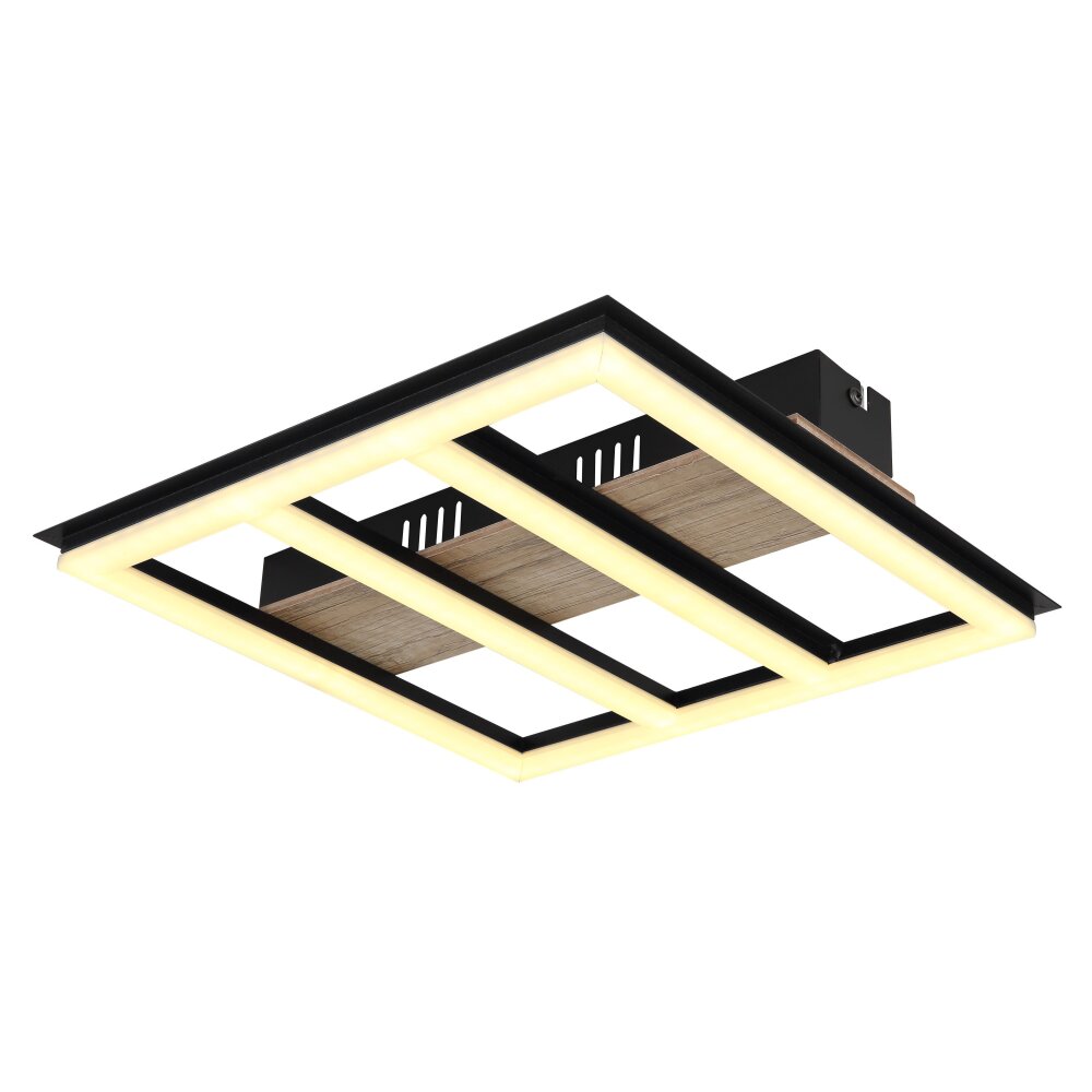 Globo FROOMY Plafondlamp LED houtlook, Zwart, 1-licht main product photo