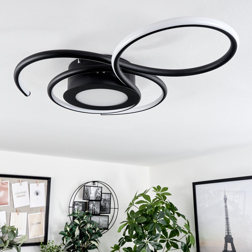Olok Plafondlamp LED Zwart, 1-licht, Afstandsbediening