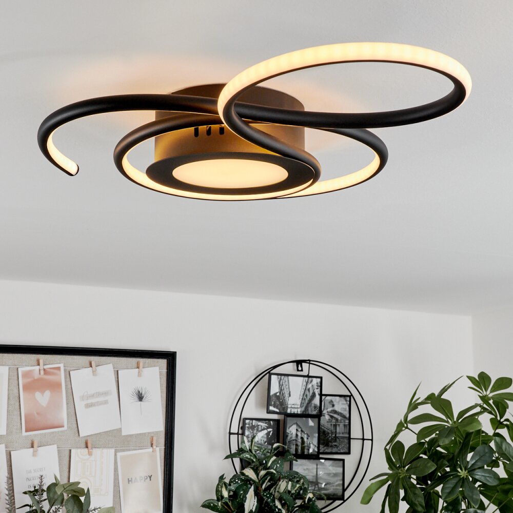 Olok Plafondlamp LED Zwart, 1-licht, Afstandsbediening