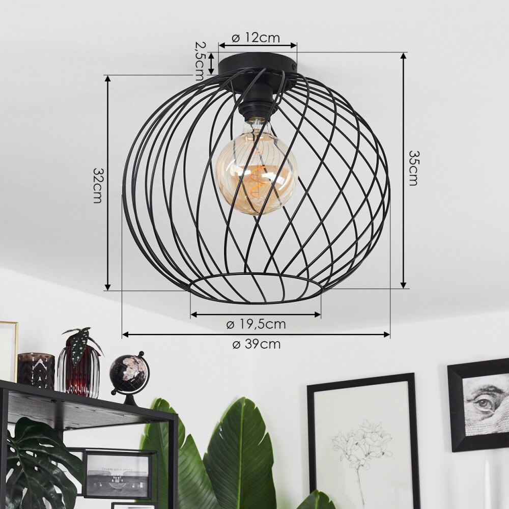 Miton Plafondlamp Zwart, 1-licht