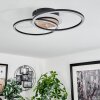 Audouin Plafondlamp LED houtlook, Zwart, 1-licht, Afstandsbediening