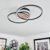 Audouin Plafondlamp LED houtlook, Zwart, 1-licht, Afstandsbediening
