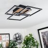 Oberegg Plafondlamp LED houtlook, Zwart, 1-licht, Afstandsbediening