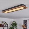 Salmi Plafondpaneel LED houtlook, Zwart, 1-licht, Afstandsbediening