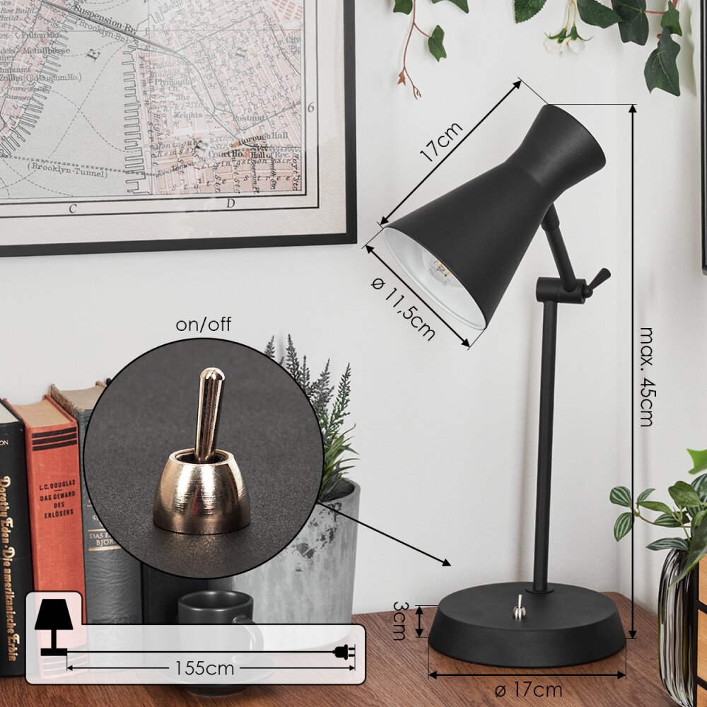 Vijes Tafellamp Zwart, 1-licht