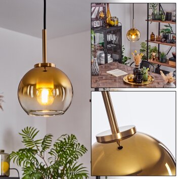 Koyoto Hanger Glas 15 cm Goud, Zwart, 1-licht