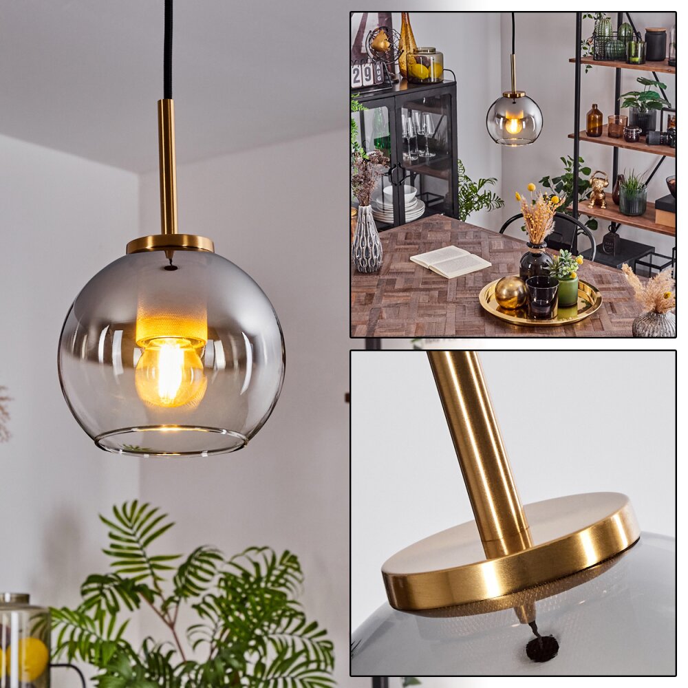 Koyoto Hanger Glas 15 cm Goud, Zwart, 1-licht main product photo