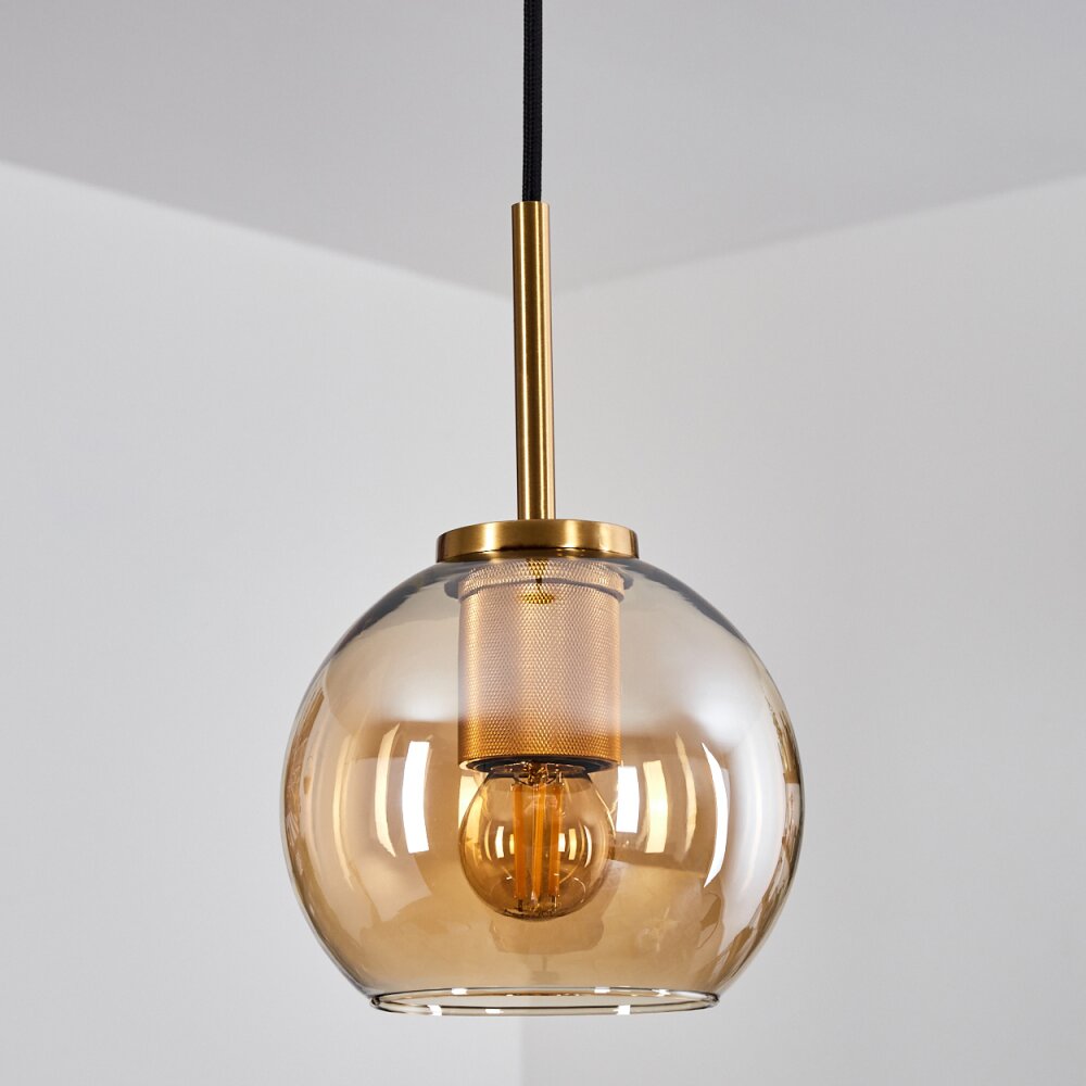 Koyoto Hanger Glas 15 cm Goud, Zwart, 1-licht