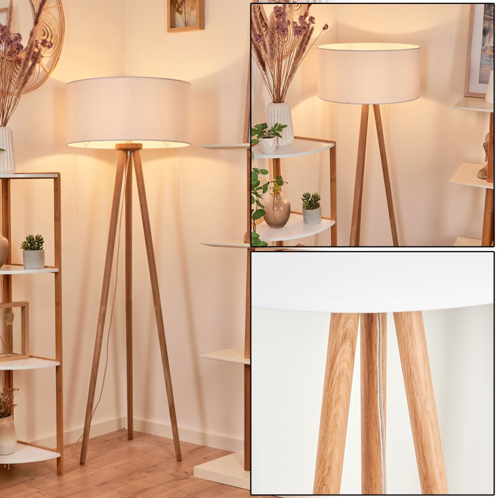 Saladillo Staande lamp Hout donker, Wit, 1-licht main product photo