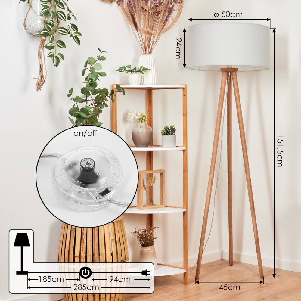Saladillo Staande lamp Hout donker, Wit, 1-licht