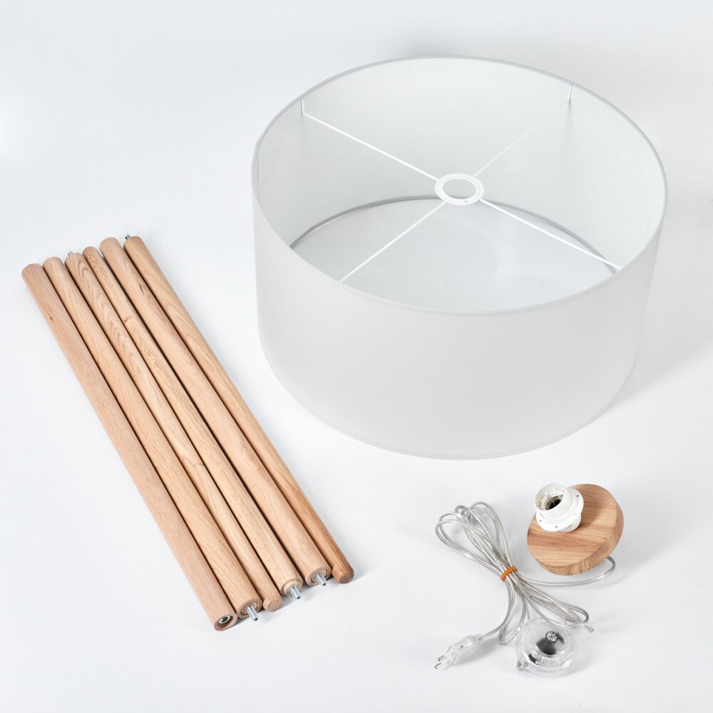 Saladillo Staande lamp Hout donker, Wit, 1-licht